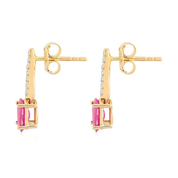Luxoro 14K Yellow Gold AAA Mozambique Ruby And G-H I2 Diamond Dangle Earrings 2.15 Ctw