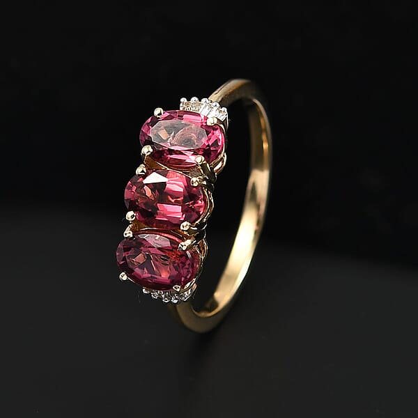 Luxoro 14K Yellow Gold AAA Ouro Fino Rubellite Diamond (G-H SI) Ring 2.00 Ctw