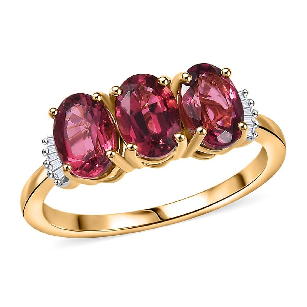 Luxoro 14K Yellow Gold AAA Ouro Fino Rubellite Diamond (G-H SI) Ring 2.00 ctw