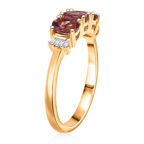 Luxoro 14K Yellow Gold AAA Ouro Fino Rubellite Diamond (G-H SI) Ring 2.00 Ctw