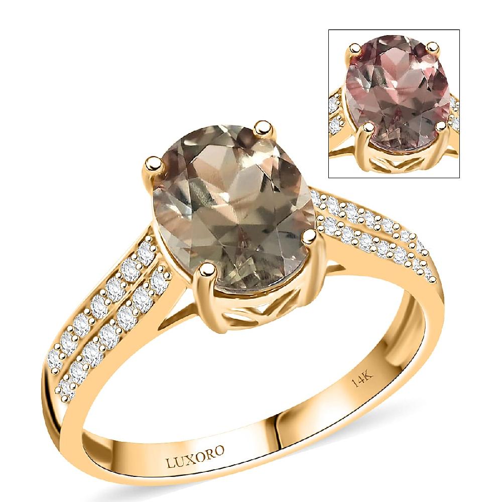 Luxoro 14K Yellow Gold AAA Turkizite and G-H I1 Diamond Ring 2.30 ctw