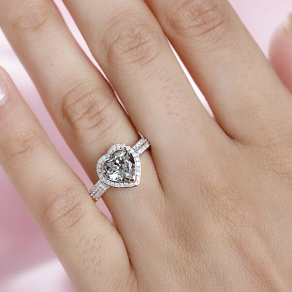 Luxoro 14K Yellow Gold AAA Turkizite And G-H I2 Diamond Heart Ring 2.35 Ctw