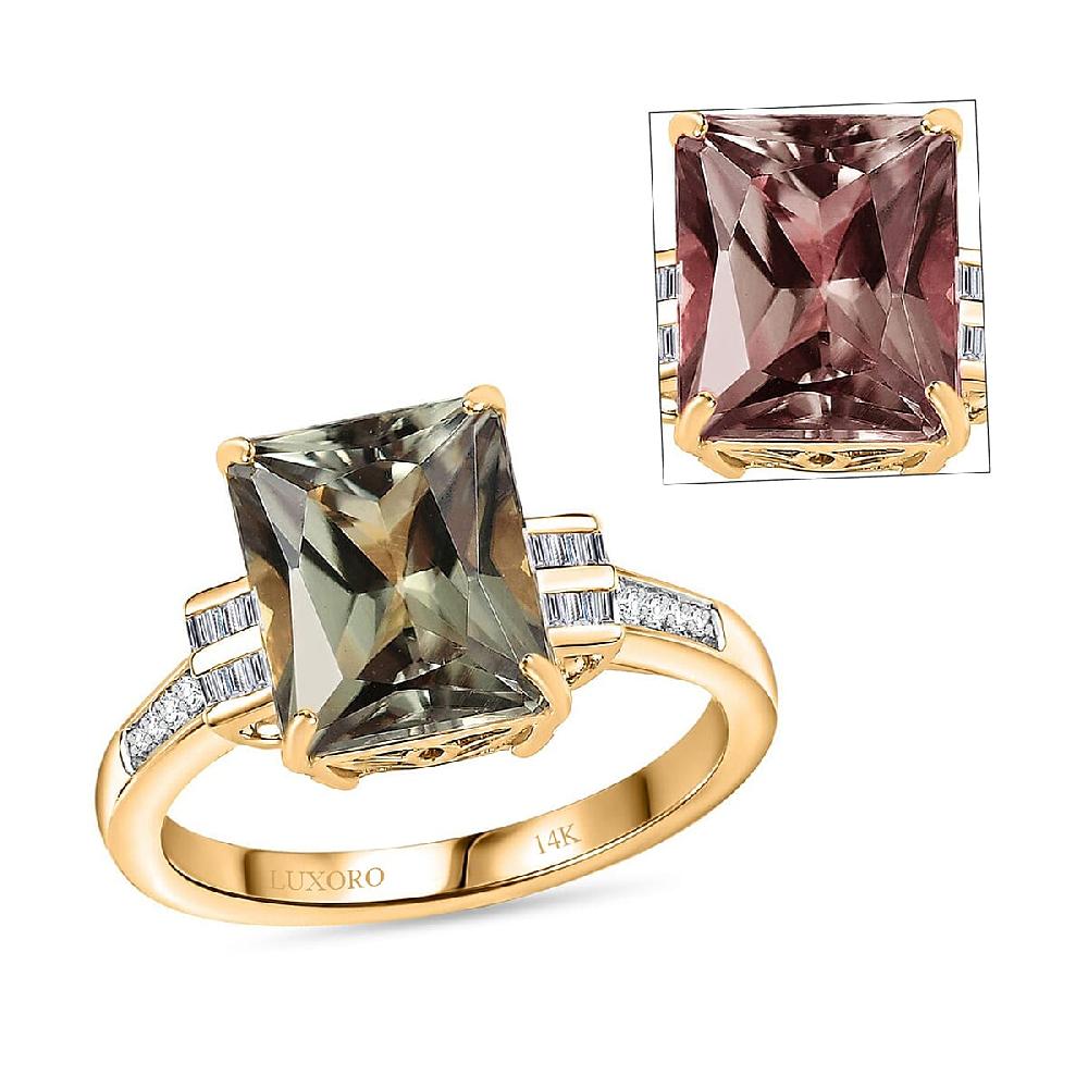 Luxoro 14K Yellow Gold AAA Turkizite and G-H I2 Diamond Ring 4.10 Grams 5.85 ctw