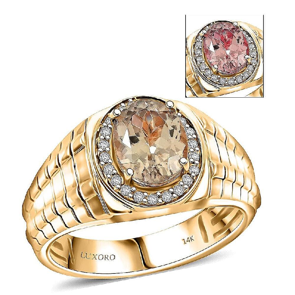 Luxoro 14K Yellow Gold AAA Turkizite Diamond (G-H I2) (0.22 cts) Men's Ring (9.26 g) 3.05 ctw