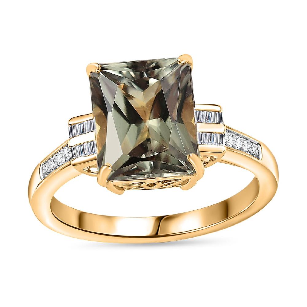 Luxoro 14K Yellow Gold AAA Turkizite Diamond (G-H I2) Ring (4.10 g) 5.85 ctw