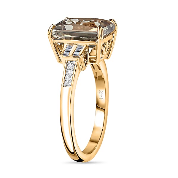 Luxoro 14K Yellow Gold AAA Turkizite Diamond (G-H I2) Ring (4.10 G) 5.85 Ctw