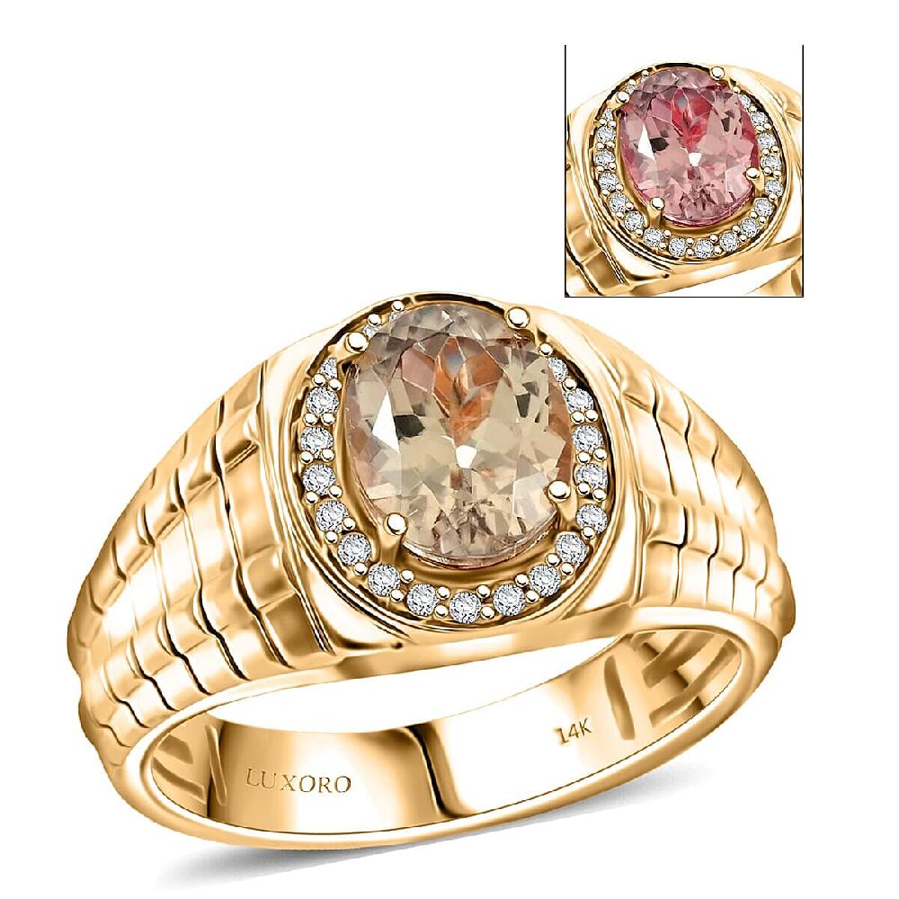 Luxoro 14K Yellow Gold AAA Turkizite Diamond (G-H I2) (0.22 cts) Ring 3.15 ctw