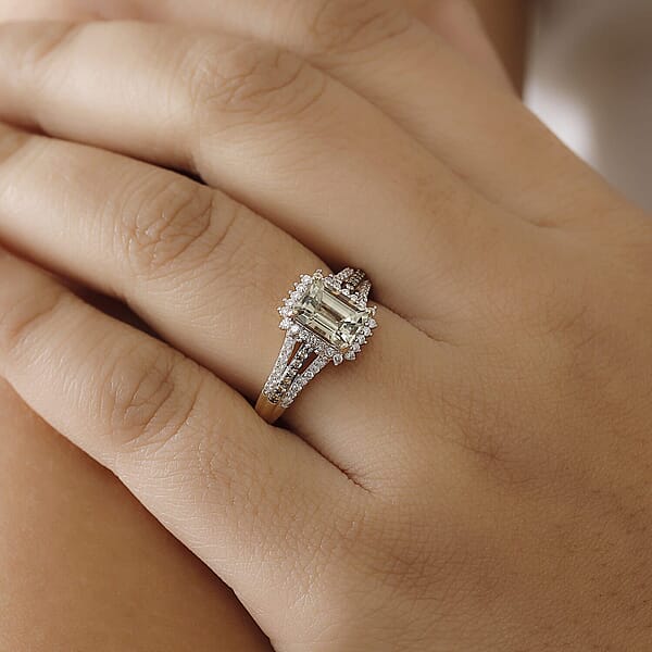 Luxoro 14K Yellow Gold AAA Turkizite Natural Champagne And Diamond (I2) Vintage Luxe Ring 2.15 Ctw
