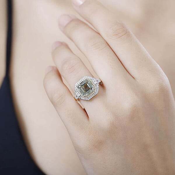 Luxoro 14K Yellow Gold AAA Turkizite Natural Yellow And White Diamond (I2) (0.45 Cts) Ring 4.45 Ctw