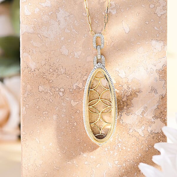 Luxoro 14K Yellow Gold Diamond Paper Clip Chain Necklace 18 Inches 0.95 Ctw