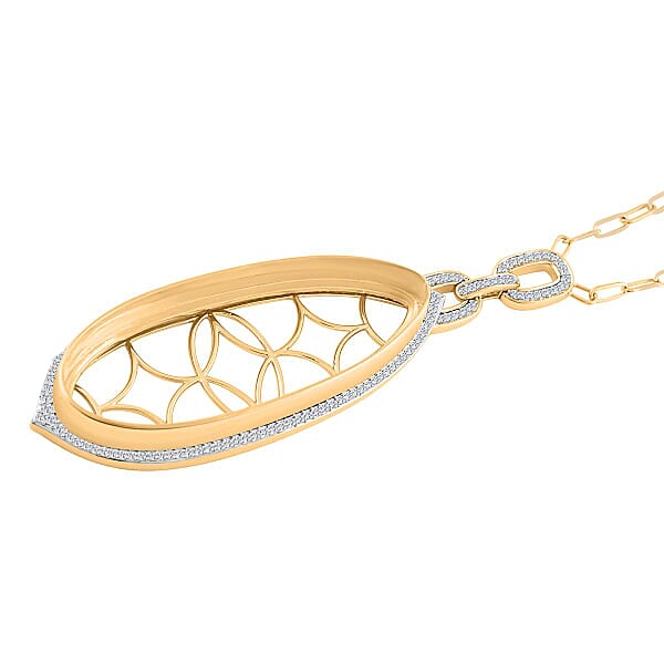 Luxoro 14K Yellow Gold Diamond Paper Clip Chain Necklace 18 Inches 0.95 Ctw