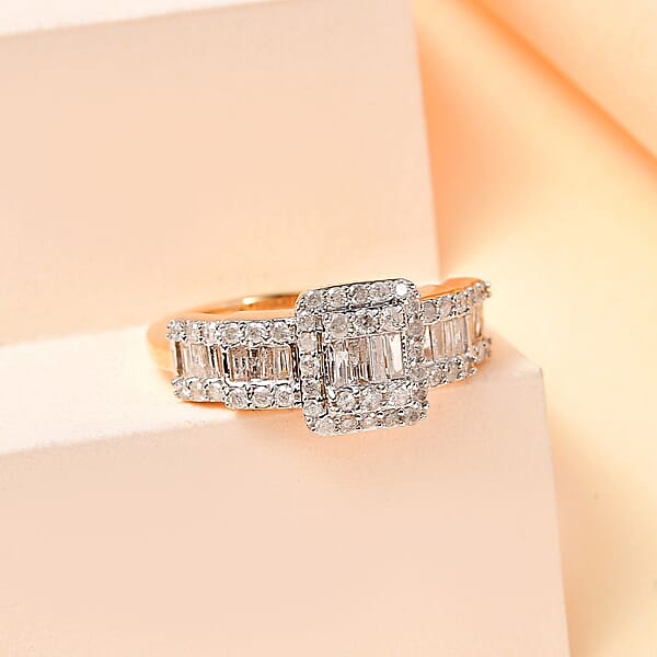 Luxoro 14K Yellow Gold G-H I3 White Diamond Ring 1.00 Ctw