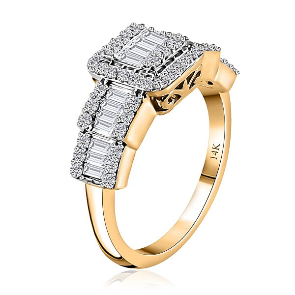 Luxoro 14K Yellow Gold G-H I3 White Diamond Ring 1.00 Ctw