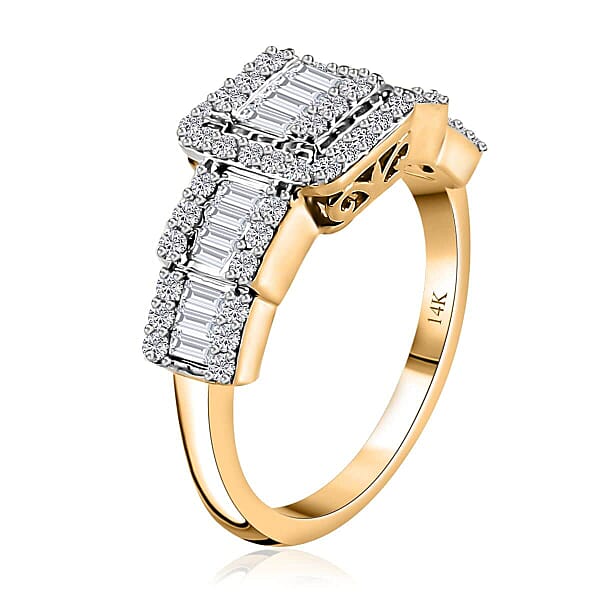 Luxoro 14K Yellow Gold G-H I3 White Diamond Ring 1.00 Ctw