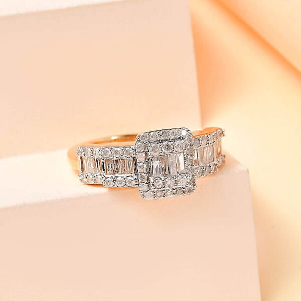 Luxoro 14K Yellow Gold G-H I3 White Diamond Ring 1.00 Ctw