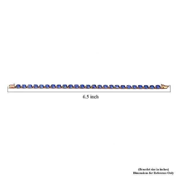 Luxoro 14K Yellow Gold Premium Ceylon Blue Sapphire 11.40 Ctw Tennis Bracele (6.50 In)