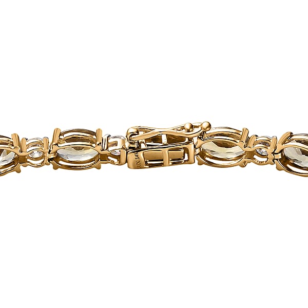 Luxoro 14K Yellow Gold Premium Golden Tanzanite And Moissanite Bracelet (6.50 In) 4.60 Grams 9.50 Ctw