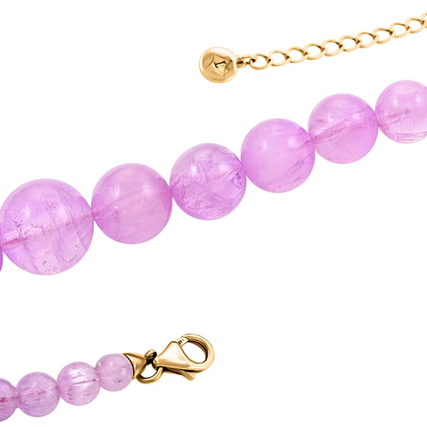 Luxoro 14K Yellow Gold Premium Kunzite 5-13mm Beaded Necklace 18-20 Inches 300.00 Ctw