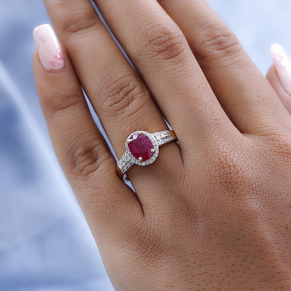 Luxoro 14K Yellow Gold Premium Montepuez Ruby And G-H I3 Diamond Ring 4.15 Grams 2.85 Ctw