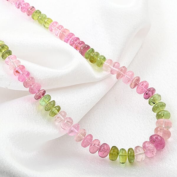 Luxoro 14K Yellow Gold Premium Multi-Tourmaline Beaded Necklace (18-20 Inches) 80.00 Ctw