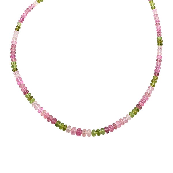 Luxoro 14K Yellow Gold Premium Multi-Tourmaline Beaded Necklace (18-20 Inches) 80.00 Ctw