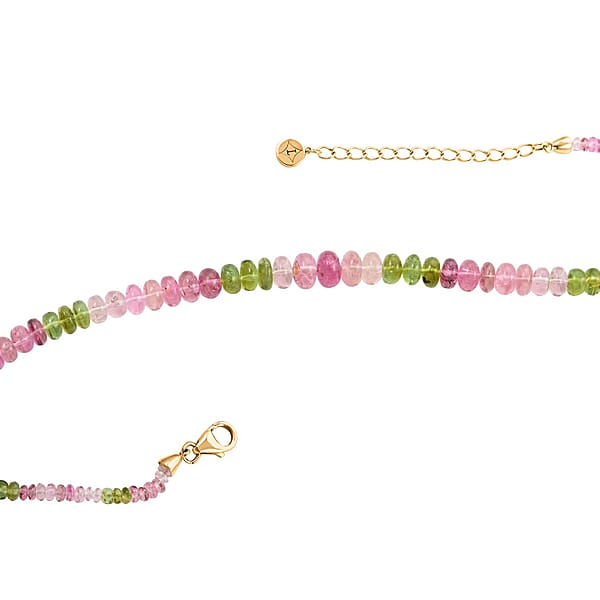 Luxoro 14K Yellow Gold Premium Multi-Tourmaline Beaded Necklace (18-20 Inches) 80.00 Ctw