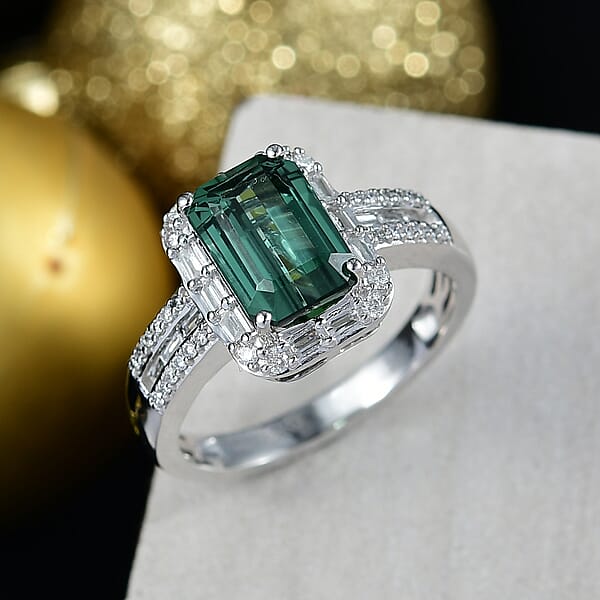 Luxoro AAA Arquiana Mint Tourmaline And Diamond I2 2.20 Ctw Ring In 10K White Gold