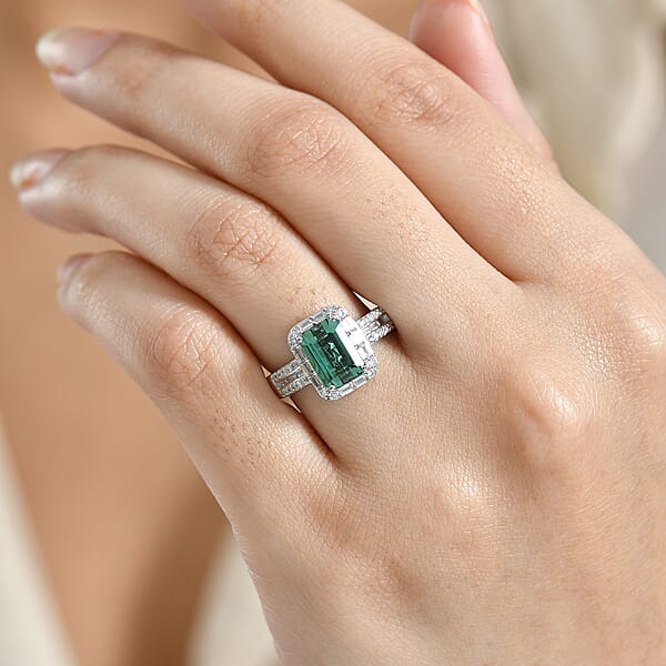 Luxoro AAA Arquiana Mint Tourmaline And Diamond I2 2.20 Ctw Ring In 10K White Gold