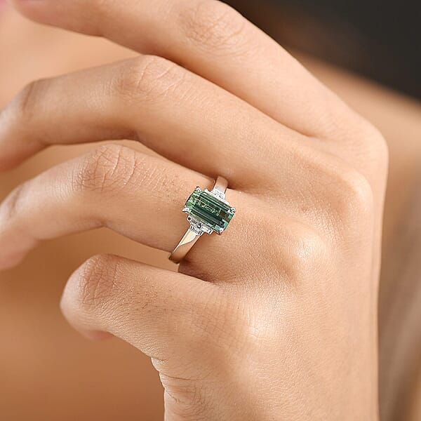 Luxoro AAA Arquiana Mint Tourmaline And Diamond I2 2.20 Ctw Ring In 14K White Gold 4.00 Grams