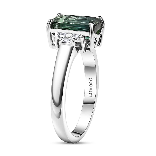 Luxoro AAA Arquiana Mint Tourmaline And Diamond I2 2.20 Ctw Ring In 14K White Gold 4.00 Grams