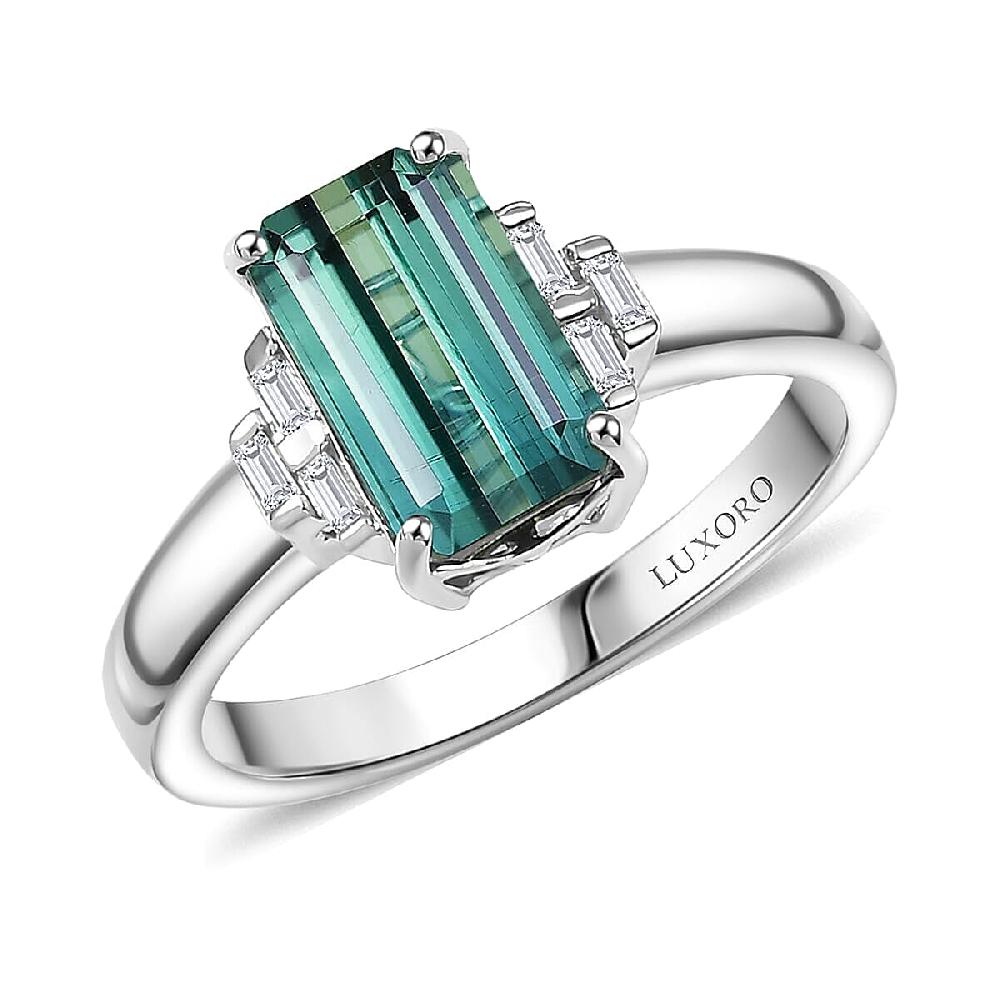 Luxoro AAA Arquiana Mint Tourmaline and Diamond I2 2.20 ctw Ring in 14K White Gold 4.00 Grams