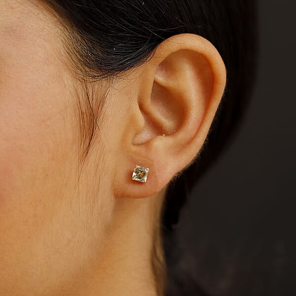 Luxoro AAA Asscher Cut Turkizite 1.50 Ctw Stud Earrings In 10K Yellow Gold