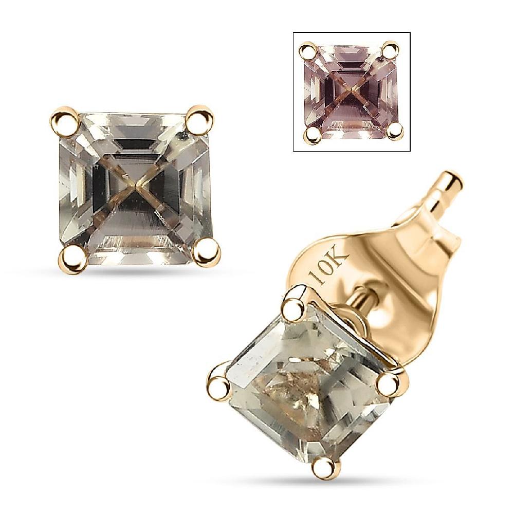 Luxoro AAA Asscher Cut Turkizite 1.50 ctw Stud Earrings in 10K Yellow Gold