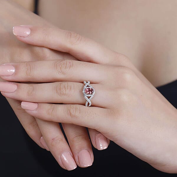 Luxoro AAA Blush Tourmaline And G-H I2 Diamond 1.15 Ctw Infinity Love Ring In 10K Rose Gold