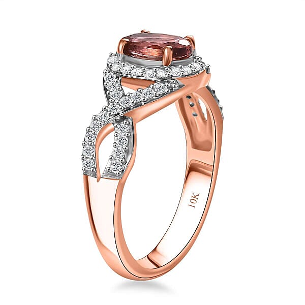 Luxoro AAA Blush Tourmaline And G-H I2 Diamond 1.15 Ctw Infinity Love Ring In 10K Rose Gold