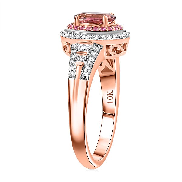Luxoro AAA Blush Tourmaline Pink Sapphire And I2 Diamond 1.15 Ctw Blush Majesty Ring In 10K Rose Gold