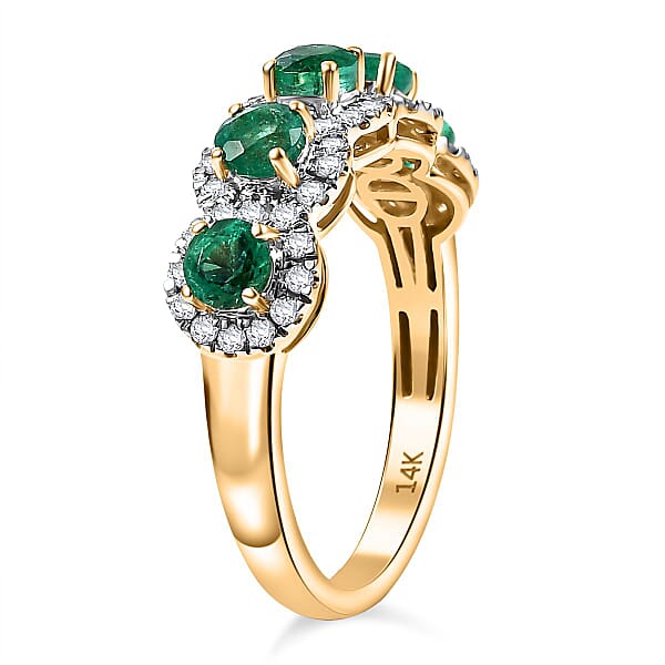 Luxoro AAA Boyaca Colombian Emerald Diamond Ring In 14K Yellow Gold 1.50 Ctw
