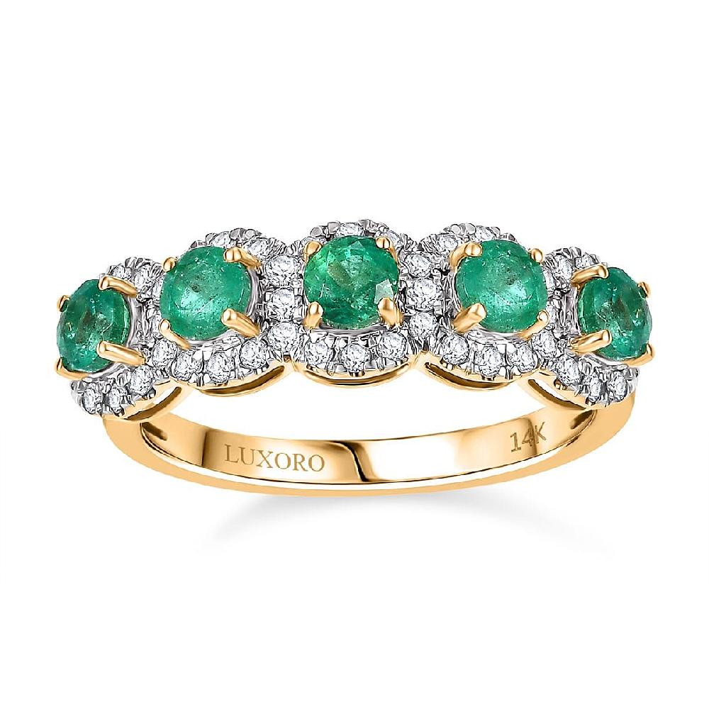 Luxoro AAA Boyaca Colombian Emerald Diamond Ring in 14K Yellow Gold 1.50 ctw