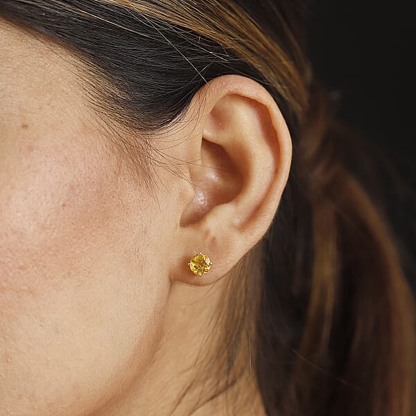 Luxoro AAA Brazilian Heliodor 1.60 Ctw Solitaire Stud Earrings In 10K Yellow Gold