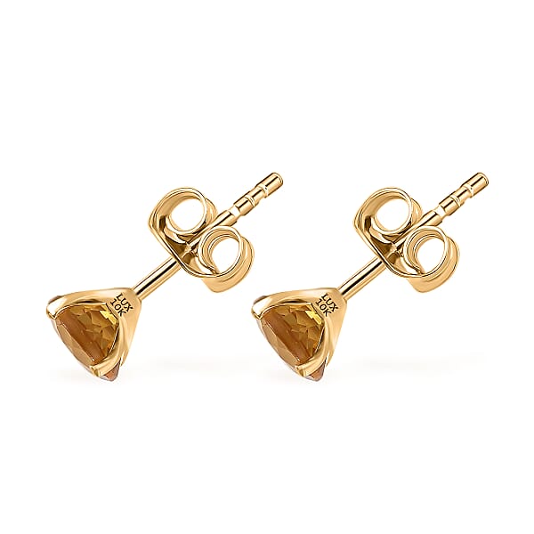 Luxoro AAA Brazilian Heliodor 1.60 Ctw Solitaire Stud Earrings In 10K Yellow Gold