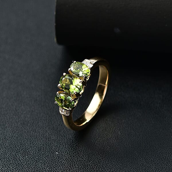 Luxoro AAA Calabar Tourmaline And Diamond I2 1.85 Ctw Ring In 14K Yellow Gold 4.60 Grams