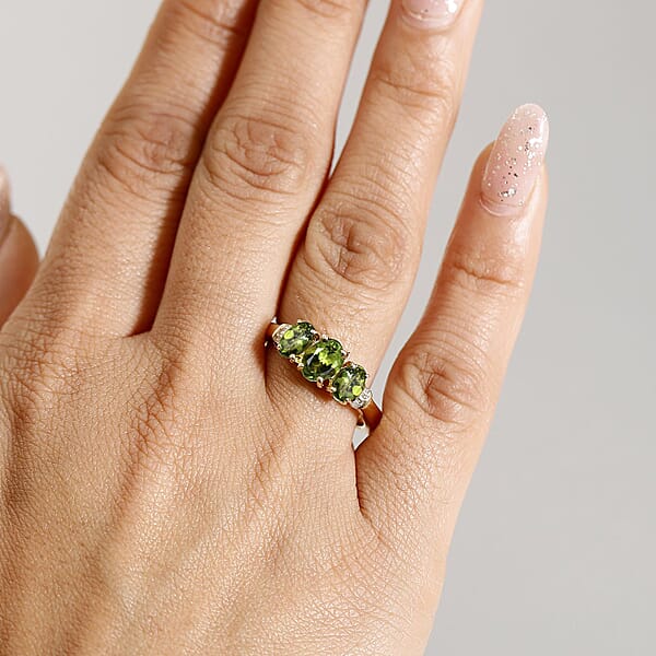 Luxoro AAA Calabar Tourmaline And Diamond I2 1.85 Ctw Ring In 14K Yellow Gold 4.60 Grams