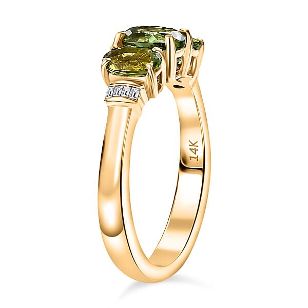 Luxoro AAA Calabar Tourmaline And Diamond I2 1.85 Ctw Ring In 14K Yellow Gold 4.60 Grams