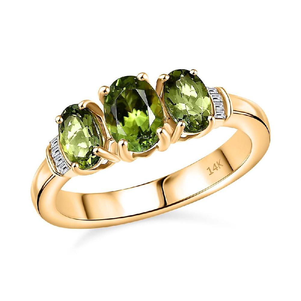 Luxoro AAA Calabar Tourmaline and Diamond I2 1.85 ctw Ring in 14K Yellow Gold 4.60 Grams