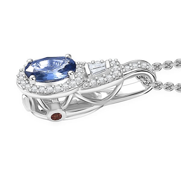 Luxoro AAA Ceylon Blue Sapphire Padparadscha Sapphire (BT) And Diamond 1.30 Ctw Pendant Necklace In 10K White Gold 20 Inches