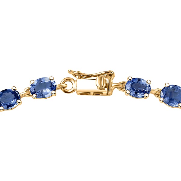 Luxoro AAA Ceylon Blue Sapphire Tennis Bracelet In 10K Yellow Gold 10.50 Ctw (7.25 Inches)