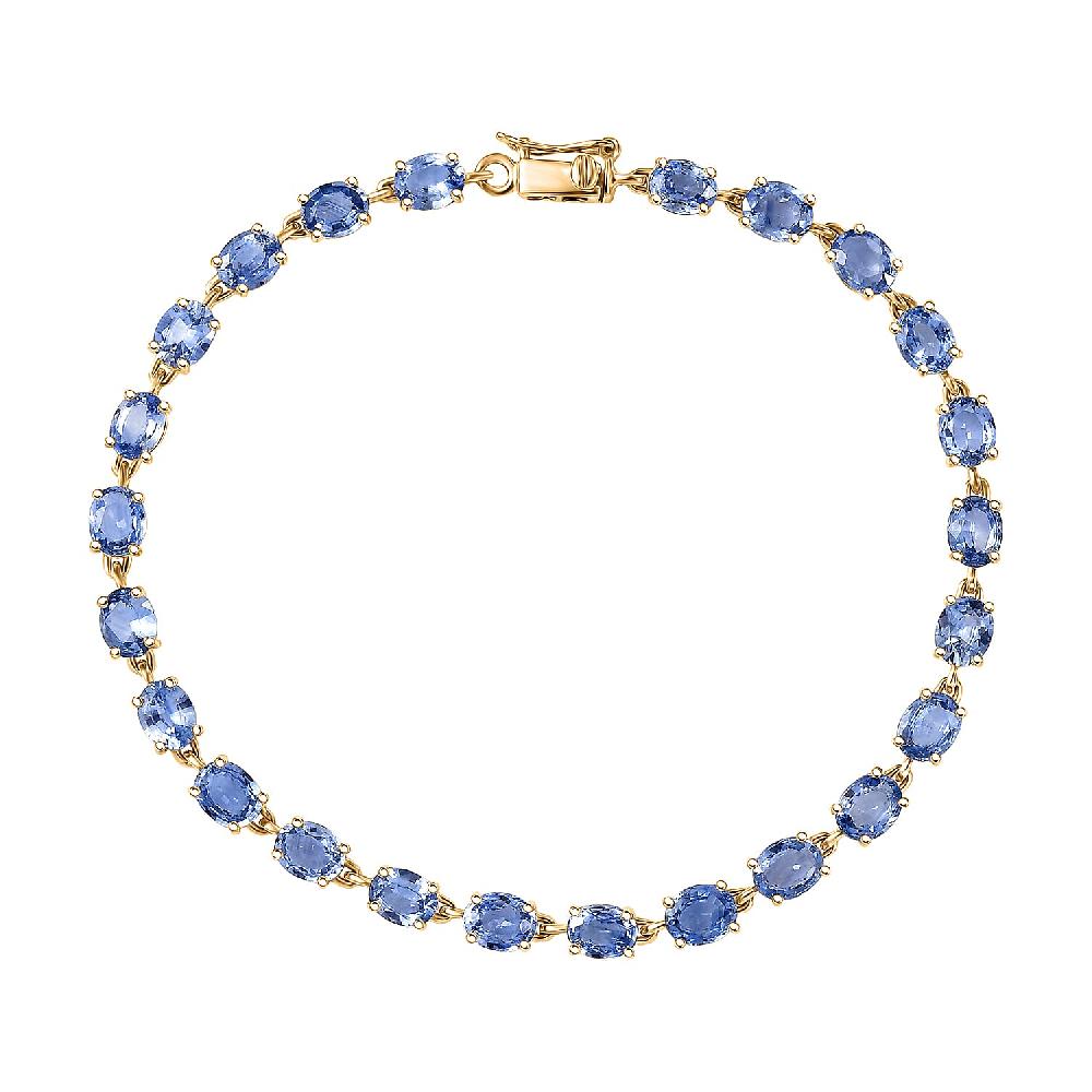 Luxoro AAA Ceylon Blue Sapphire Tennis Bracelet in 10K Yellow Gold 10.50 ctw (7.25 Inches)