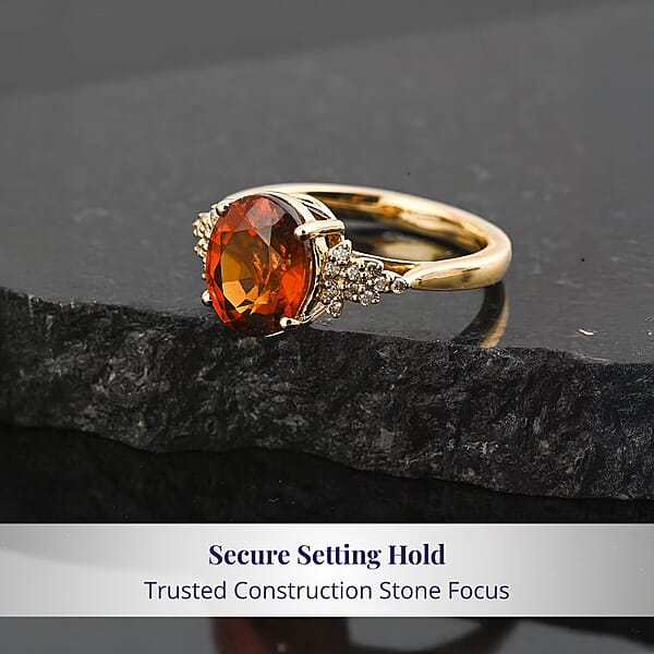Luxoro AAA Ceylon Honey Garnet And G-H I2 Diamond 3.45 Ctw Ring In 10K Yellow Gold