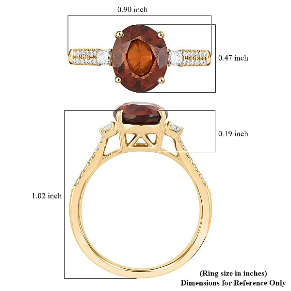 Luxoro AAA Ceylon Honey Garnet Diamond Ring In 10K Yellow Gold 3.60 Ctw