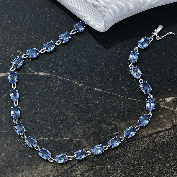 Luxoro AAA Ceylon Sapphire 12.20 Ctw Classic Tennis Bracelet In 10K White Gold (7.25 In)